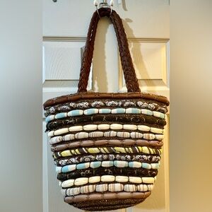 Elegant Woven Tote with Brown and Cream Accents